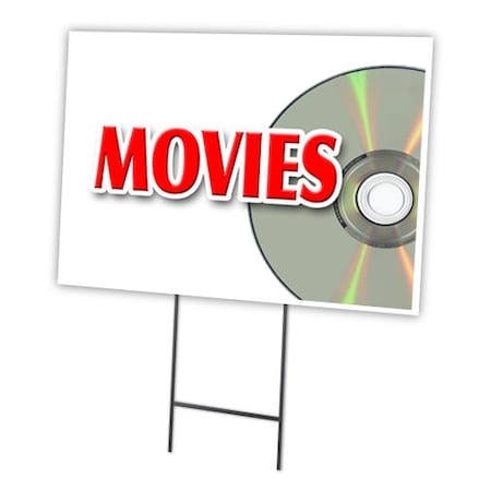 Movies Yard Sign & Stake Outdoor Plastic Coroplast Window